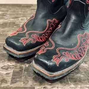 Harley Davidson Embroidered Leather Flame Moto Boots HARLEY-DAVIDSON Vintage Harness Flame Tall Black Leather  main image 4